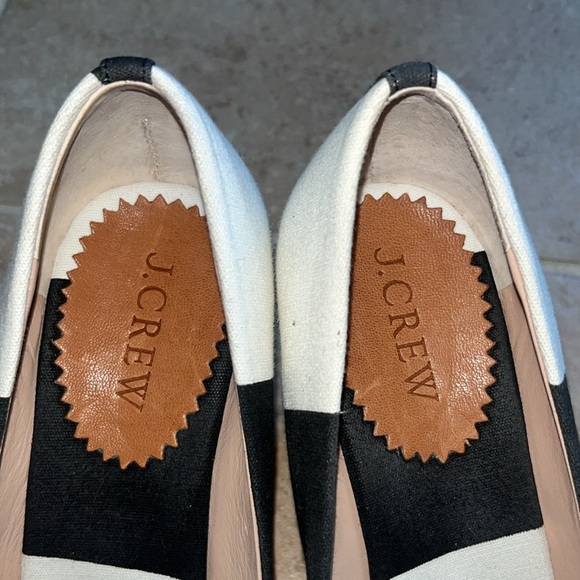 J. CREW Seville Stripe Espadrilles Black and White Perfect Wedge - Picture 7 of 11